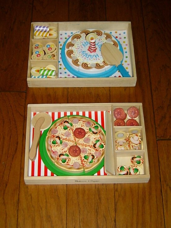 Melissa & Doug Other - Wooden Melissa and Doug Pizza, Birthday Party Food Play Sets Bundle